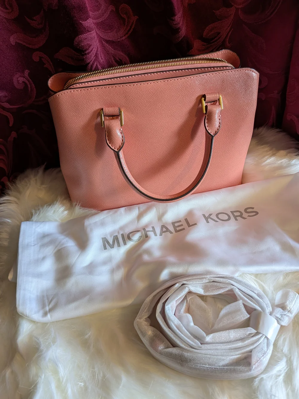 Michael Kors Pink Saffiano Leather Tote Bag